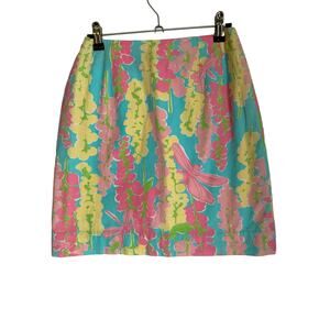 Lilly Pulitzer Vintage White Tag Size 4 Dragon Fly Cotton Fully Lined Mini Skirt